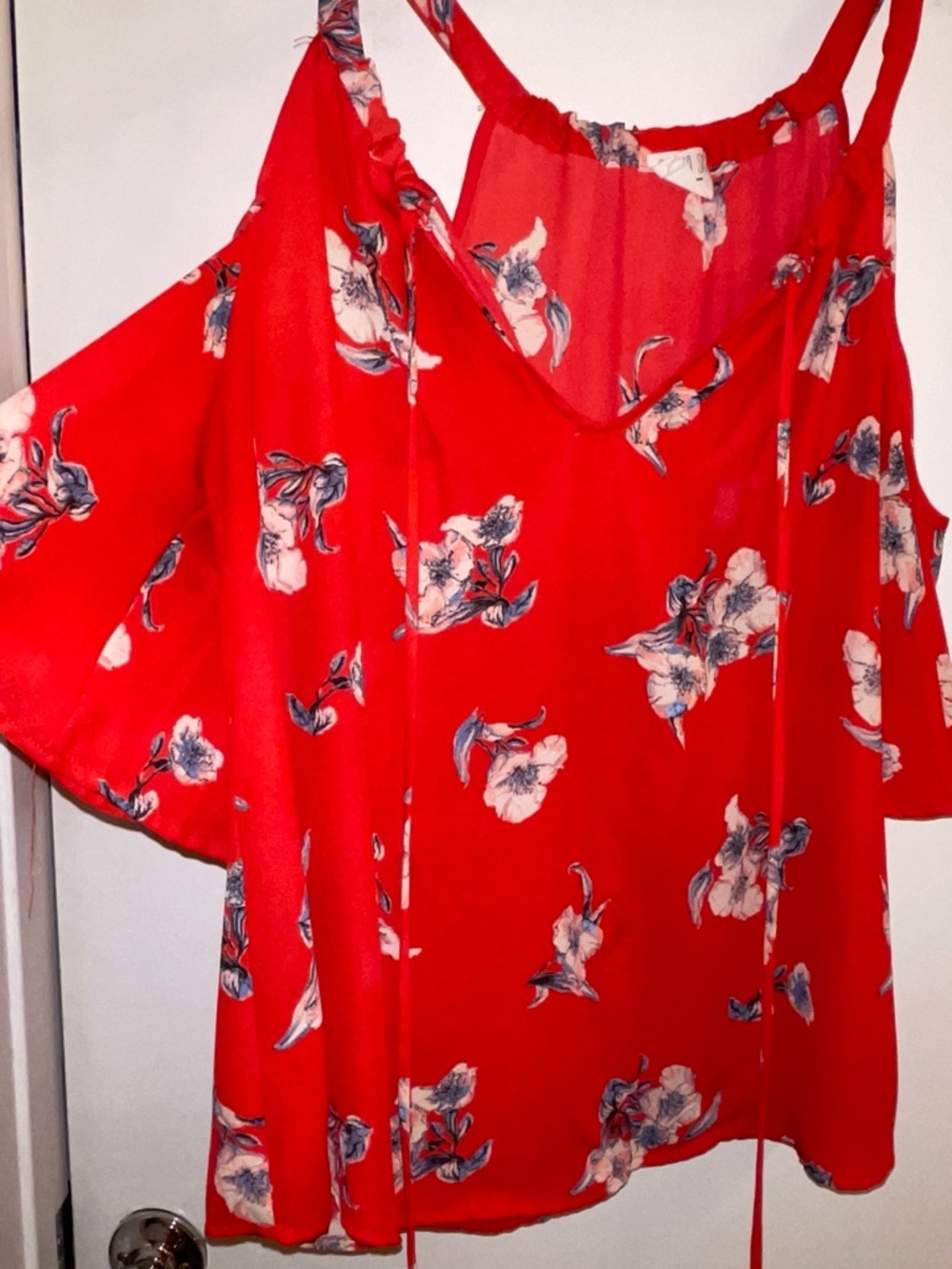 Sienna Sky Red Floral Cold-Shoulder Camisole